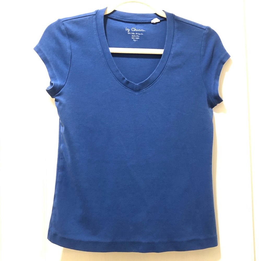 Chico’s Tshirt with Capped Sleeves- Royal Blue